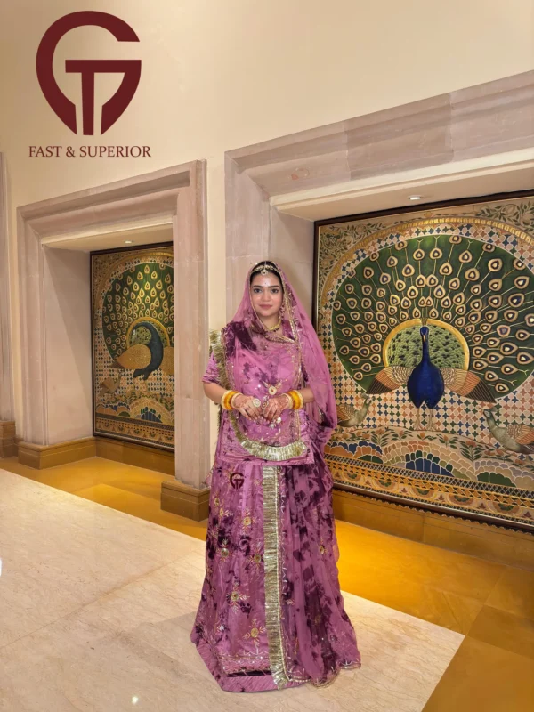Latest Saburi Design Satan Sout With Exquisite Kasab Zari Work Rzajputi Poshak