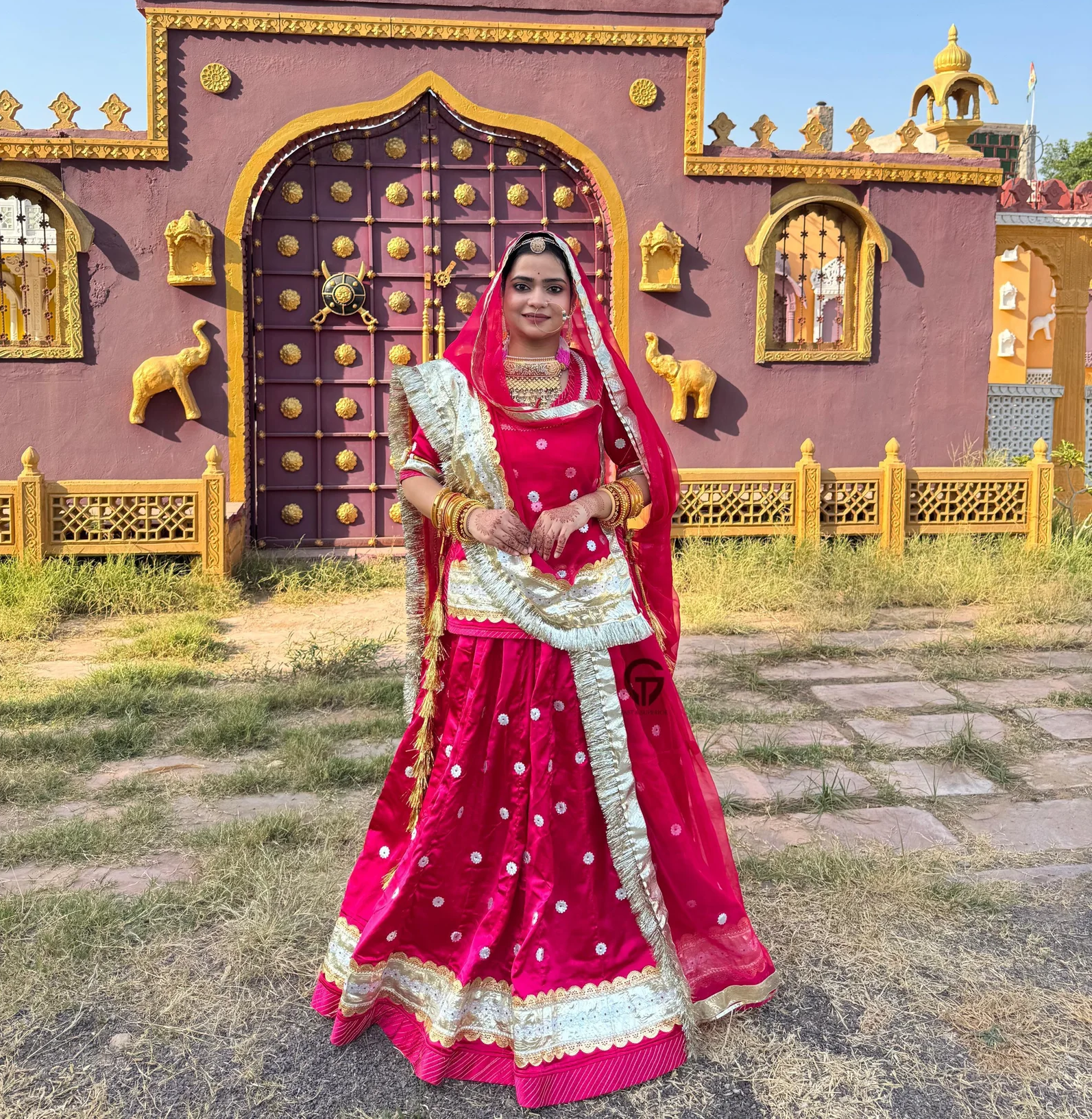 32 Kali Handwork Rajasthani Poshak with Lafa Work