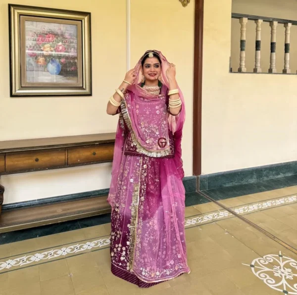 Humrahi Piyor Pink Shaded With Gota Kiren With Zari Kasab Work Poshak