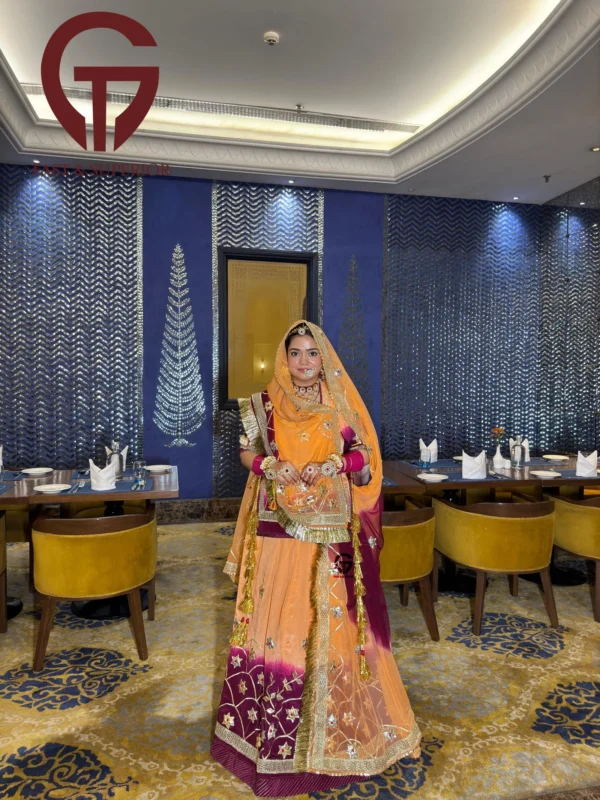 Rajasthani Partywear Natural Crepe With Humrahi Pure Saded Poshak