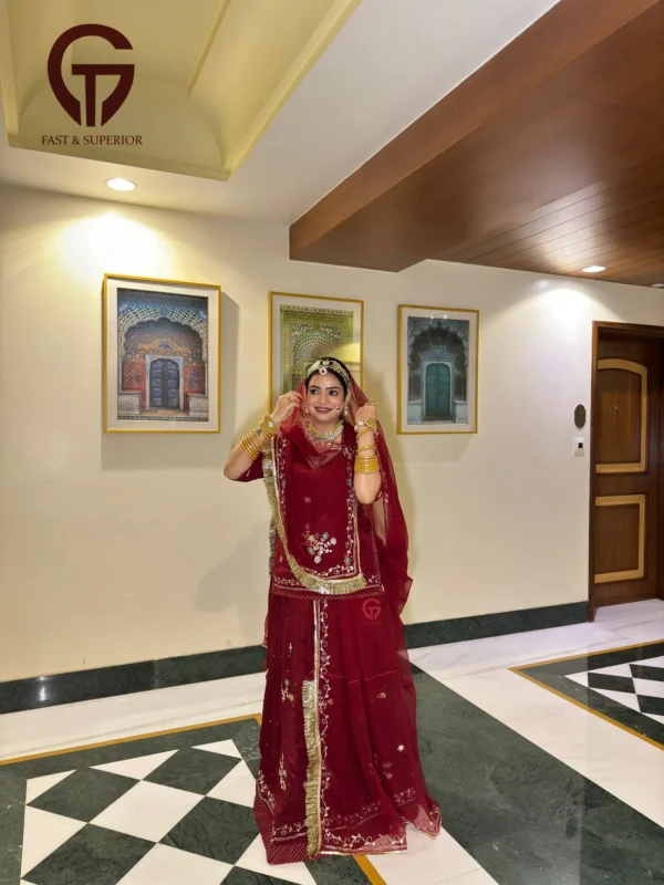 Elegant Partywear Important Crepe Maroon Coloured Humrahi Rajputi Poshak